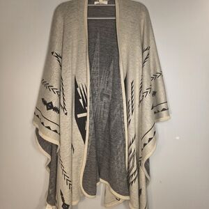 Aztec Pattern Poncho Sweater